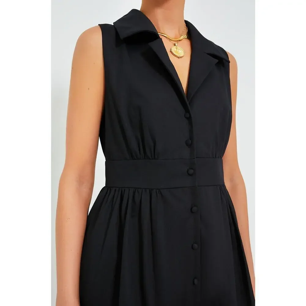 POMANDER PLACE Black Sleeveless Noelle Shirt Dress Size M NWT - Picture 5 of 7